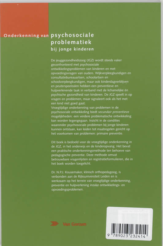 Onderkenning van psychosociale problematiek bij jonge kinderen achterkant