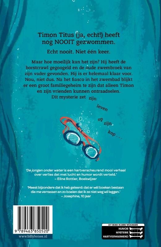 De jongen onder water achterkant