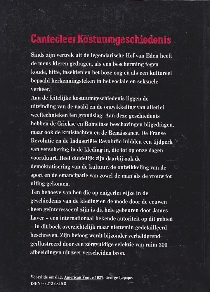 Cantecleer kostuumgeschiedenis achterkant