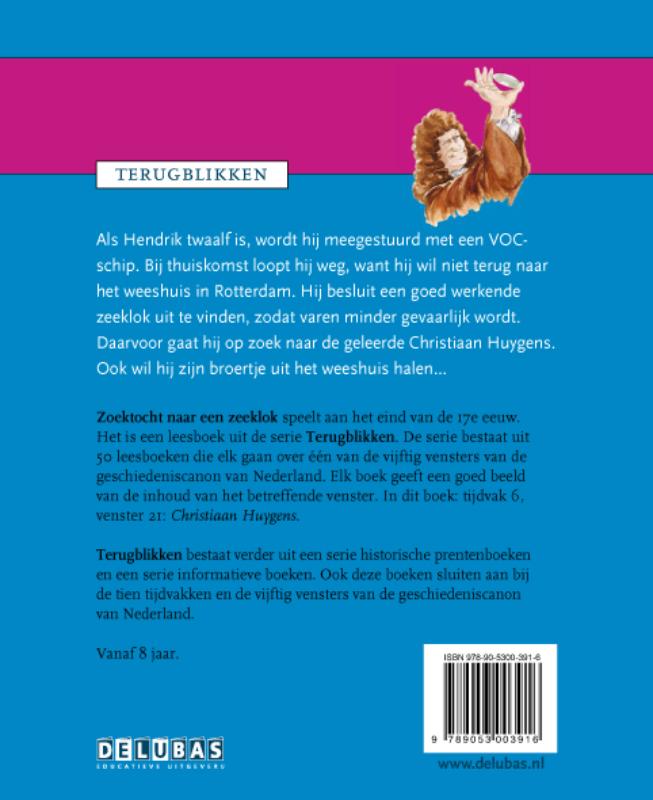 Zoektocht naar een zeeklok / Christiaan Huygens / Terugblikken leesboeken / 21 achterkant
