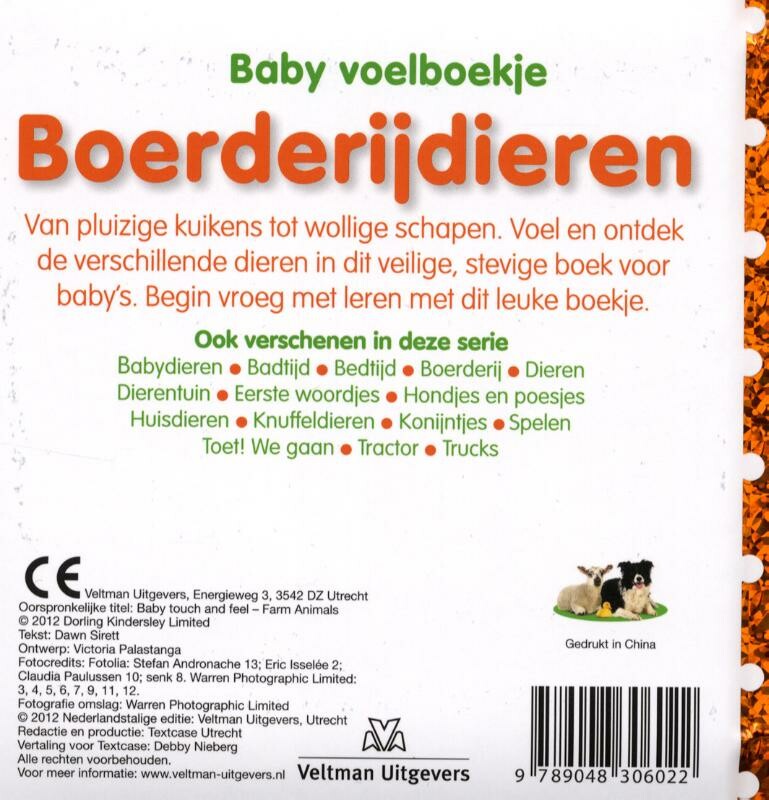 Boerderijdieren / Baby voelboekje achterkant