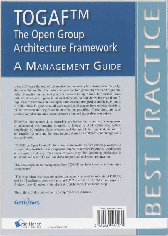 The Open Group Architecture Framework TOGAF achterkant
