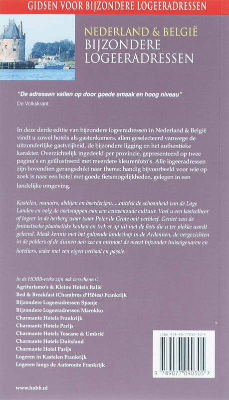 Nederland & Belgie bijzondere logeeradressen / HOBB Gidsen voor bijzondere logeeradressen achterkant