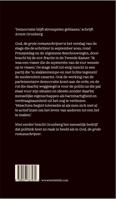 God, de grote romanschrijver achterkant