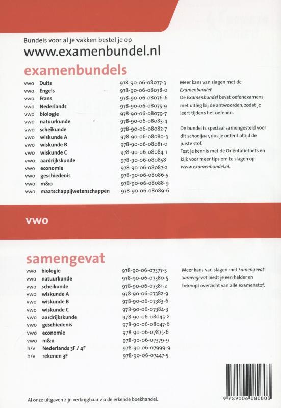 Examenbundel - Wiskunde A Vwo 2014/2015 achterkant