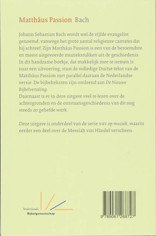 Matthaus Passion Bach / NBV op muziek / 2 achterkant
