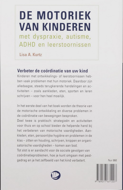 De motoriek van kinderen met dyspraxie, autisme, ADHD en leerstoornissen achterkant