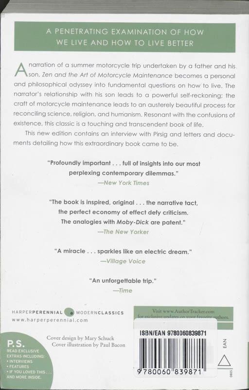 Zen and the Art of Motorcycle Maintenance achterkant