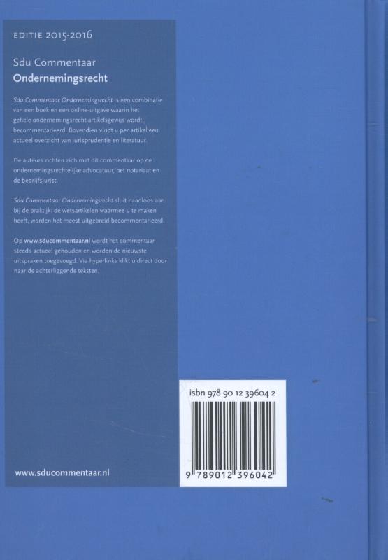 Ondernemingsrecht / 2015-2016 / SDU Commentaar achterkant