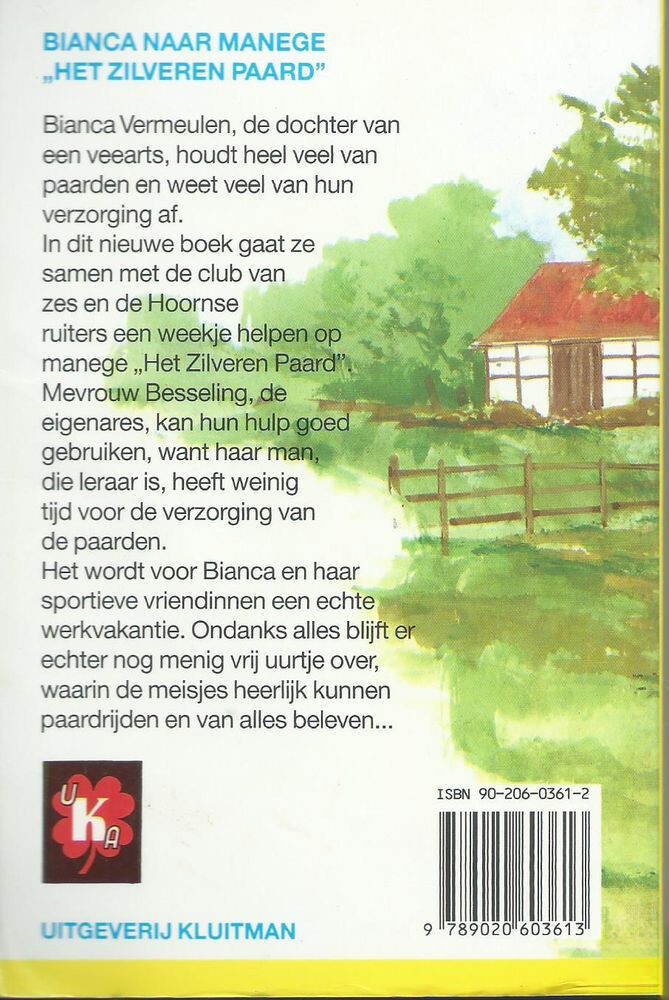 Bianca naar manege "Het zilveren paard" / Kluitman jeugdserie achterkant