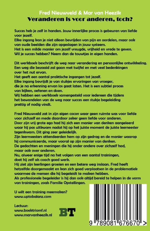 Veranderen is voor anderen / deel 1 / werkboek / Edukatief achterkant