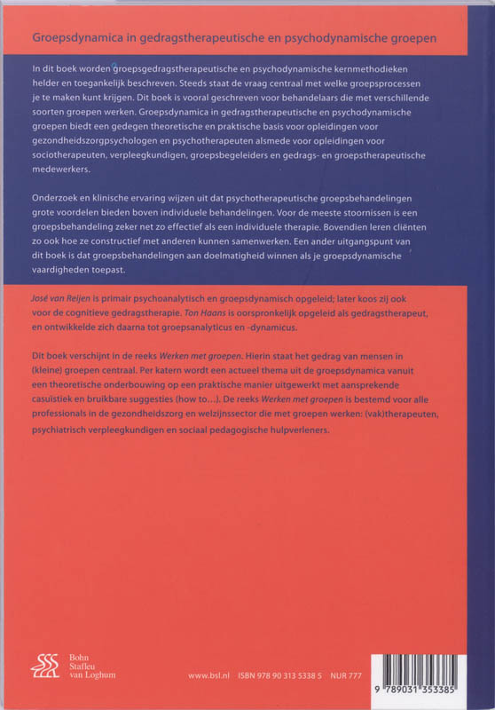 Groepsdynamica in gedragstherapeutische en psychodynamische groepen / Werken met groepen achterkant