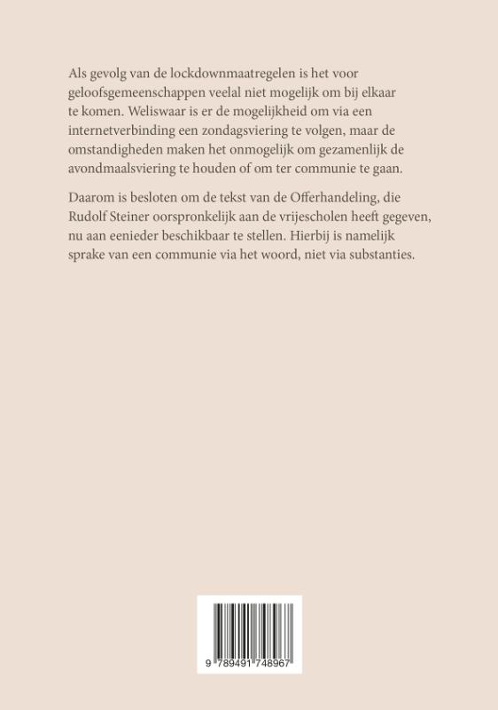 Coronamaatregelen en de Offerhandeling van Rudolf Steiner achterkant
