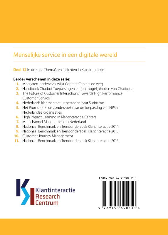 Menselijke service in een digitale wereld / Thema's en inzichten in klantinteractie / 12 achterkant