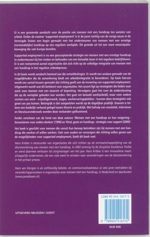 Mensen met een handicap en betaalde arbeid / PM-reeks achterkant
