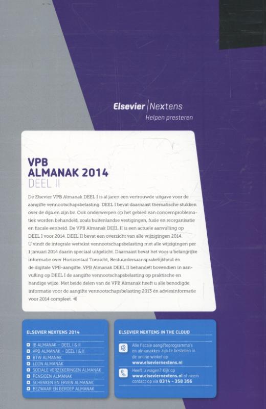 Elsevier Fiscaal - Elsevier VPB almanak 2014 Deel 2 achterkant
