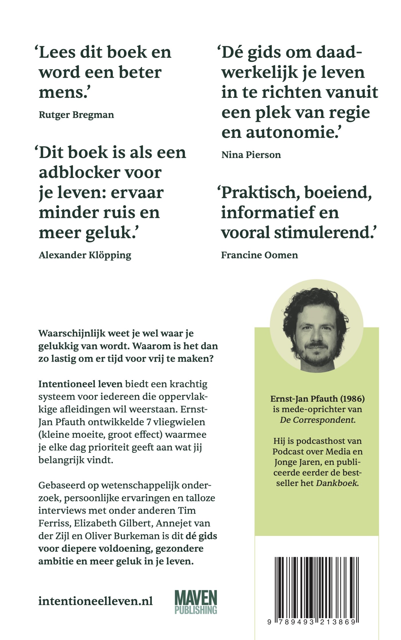 Intentioneel leven achterkant