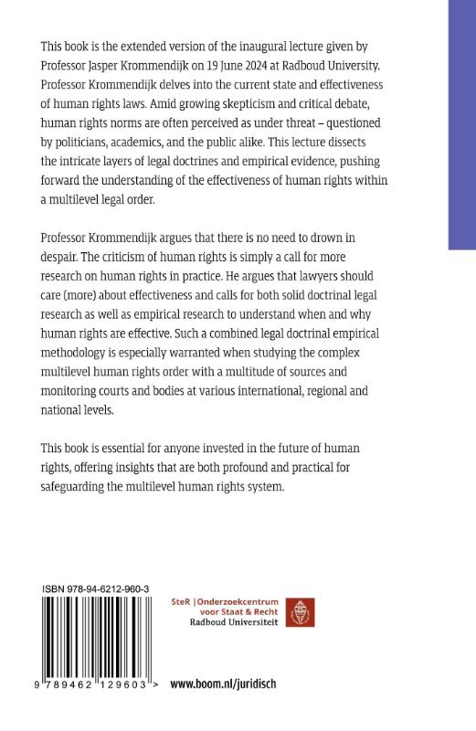 The effectiveness of human rights in a multilevel legal order under threat? achterkant