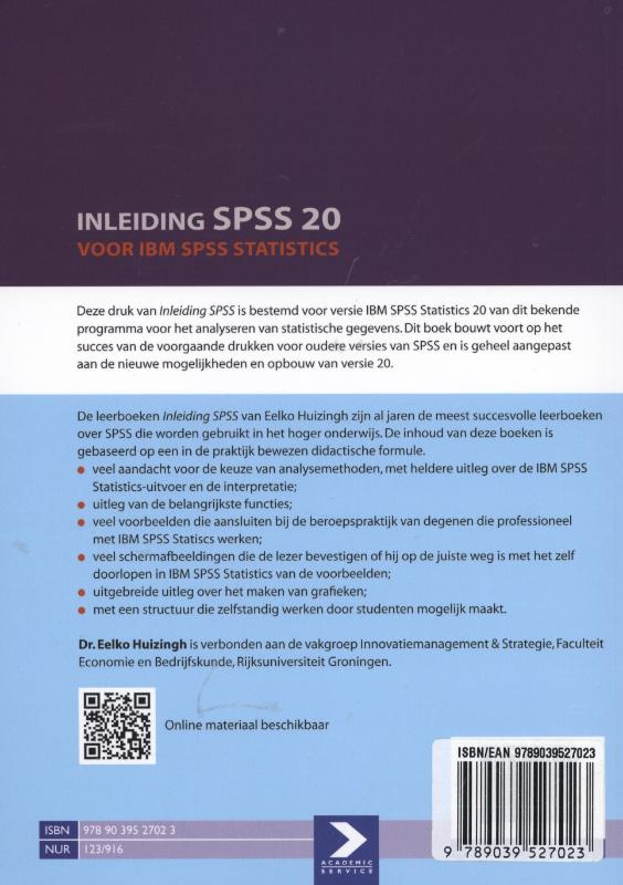 Inleiding SPSS 20. voor IBM SPSS Statistics achterkant