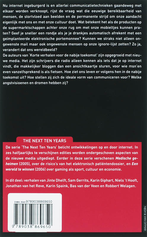 The next ten years  -   Korte verhalen voor de nabije toekomst achterkant