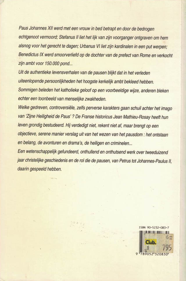 De ware geschiedenis van de pausen achterkant
