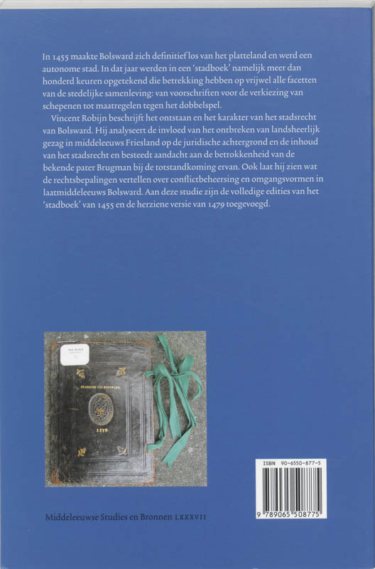 Het recht van een vrije Friese stad / Middeleeuwse studies en bronnen / 87 achterkant