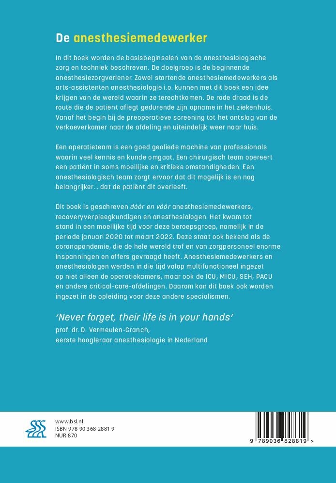 De anesthesiemedewerker achterkant
