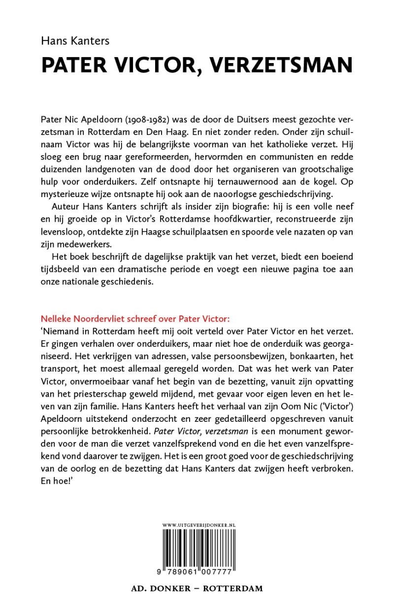 Pater Victor, verzetsman achterkant