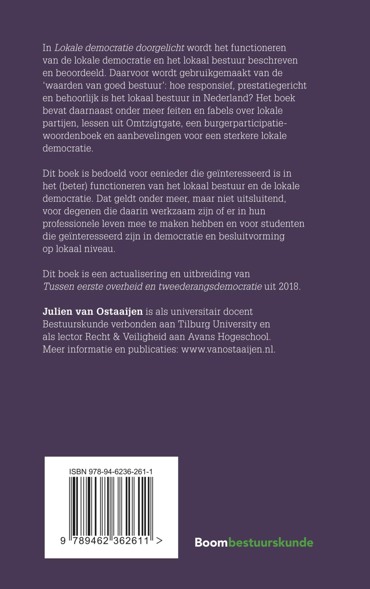 Lokale democratie doorgelicht / Studieboeken bestuur en beleid achterkant