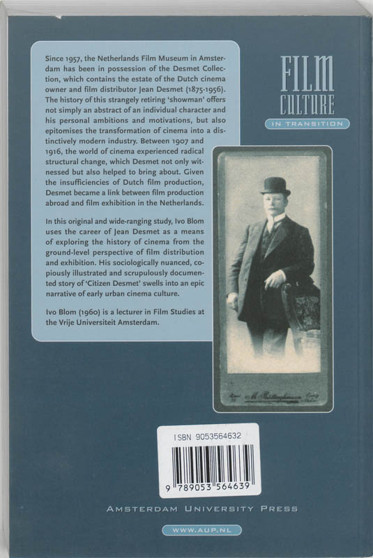 Film culture in transition Jean Desmet and the early Dutch film trade / Film culture in transition achterkant