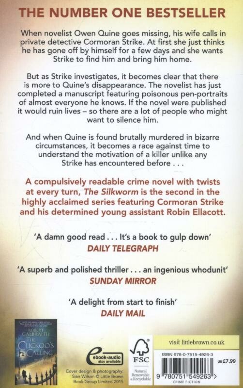 The silkworm / Cormoran Strike / 2 achterkant