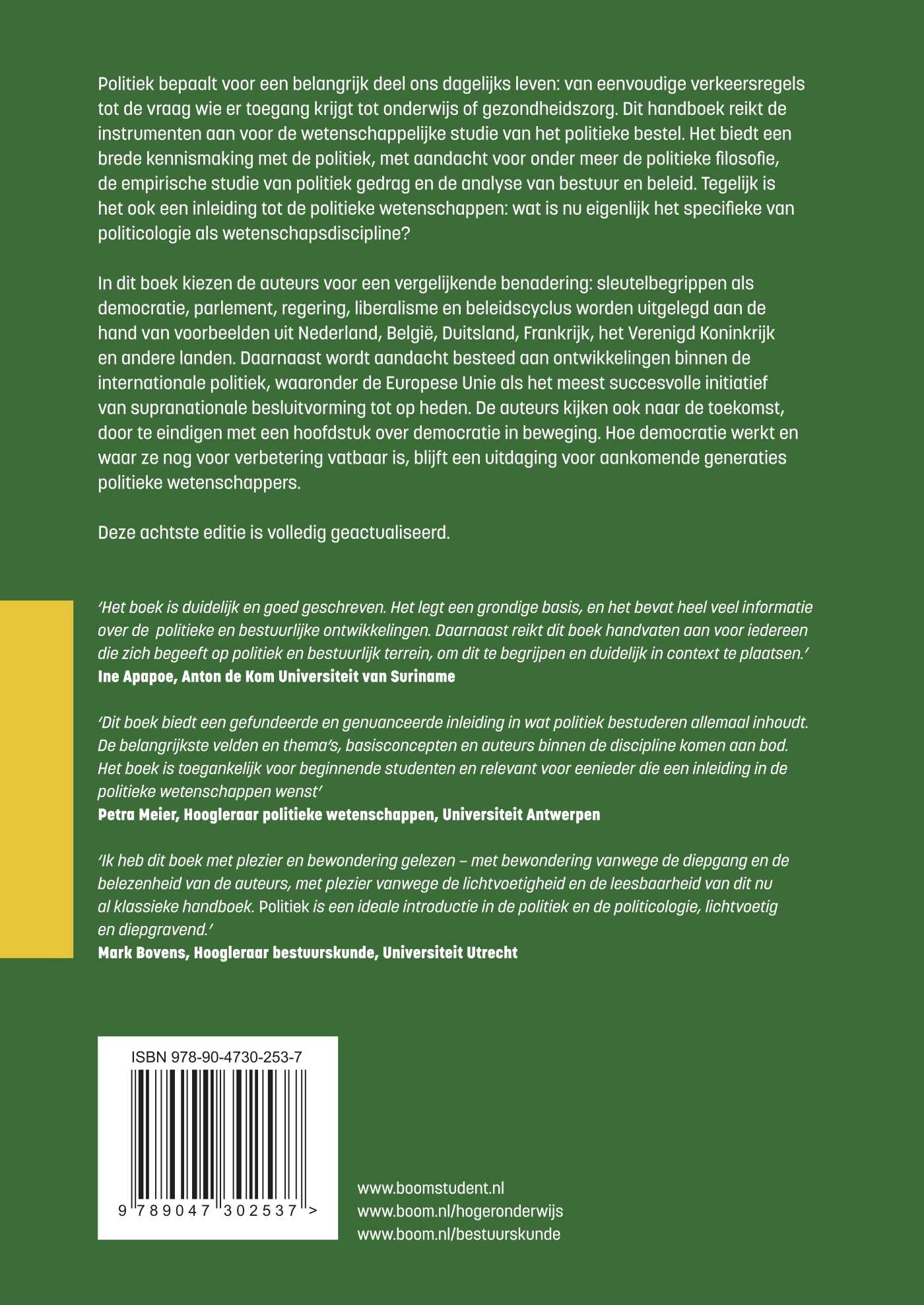 Politiek / Studieboeken bestuur en beleid achterkant