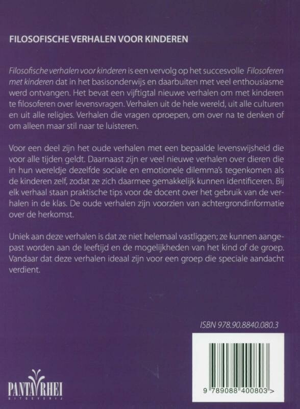 Filosofische verhalen voor kinderen achterkant