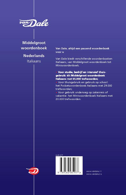 Van Dale Middelgroot woordenboek Nederlands-Italiaans achterkant