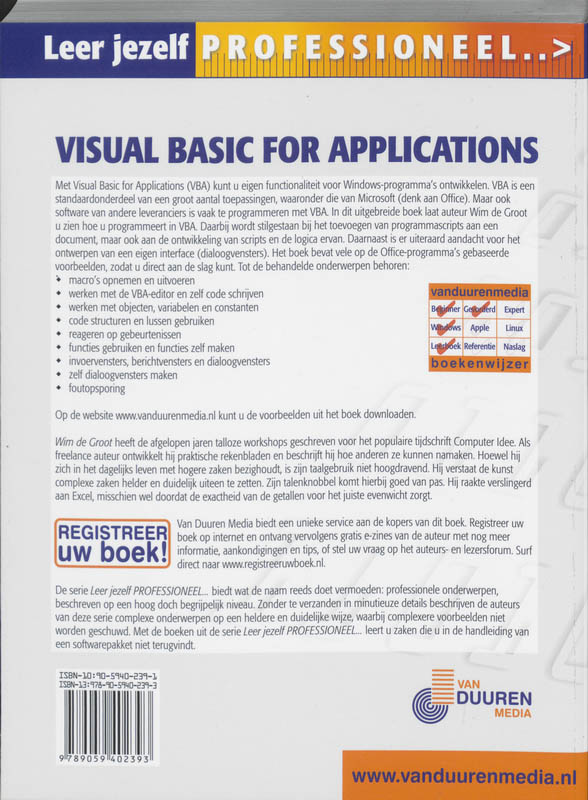 Leer jezelf MAKKELIJK...  -   Leer jezelf professioneel Visual Basic voor Applicaties achterkant