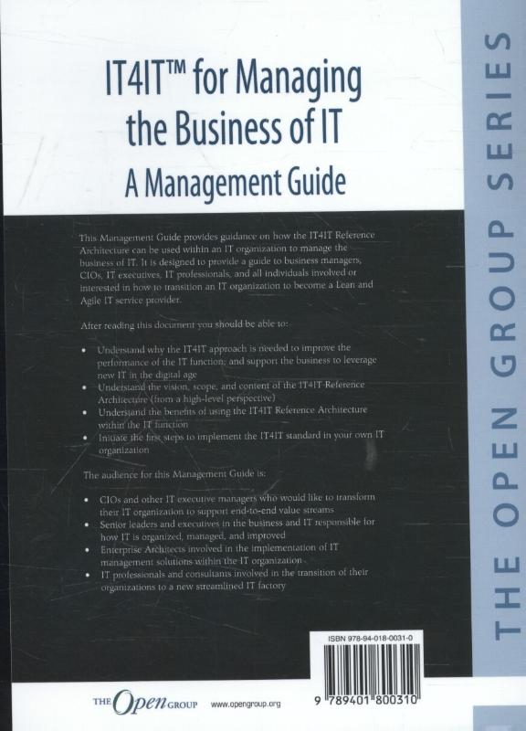 IT4IT for managing the business of IT / a management guide / The open group series achterkant
