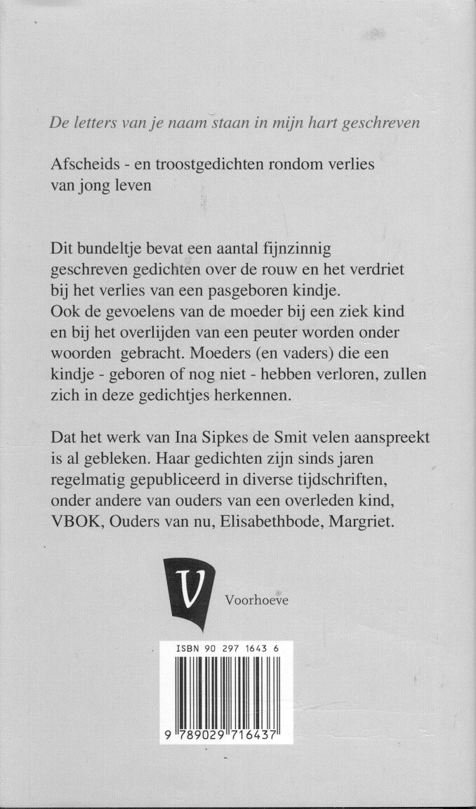 De letters van je naam staan in mijn hart geschreven achterkant