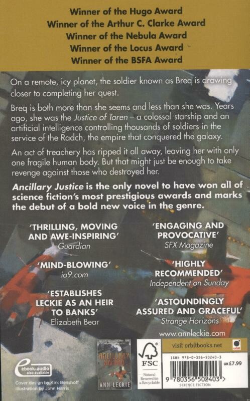 Ancillary justice / The imperial Radch / 1 achterkant