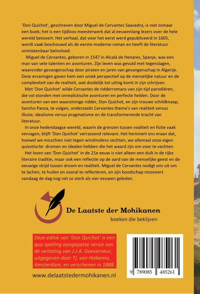 Don Quichot, de vernuftige edelman van La Mancha achterkant