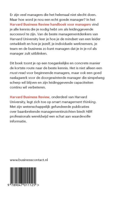 Harvard Business Review handboek voor managers achterkant