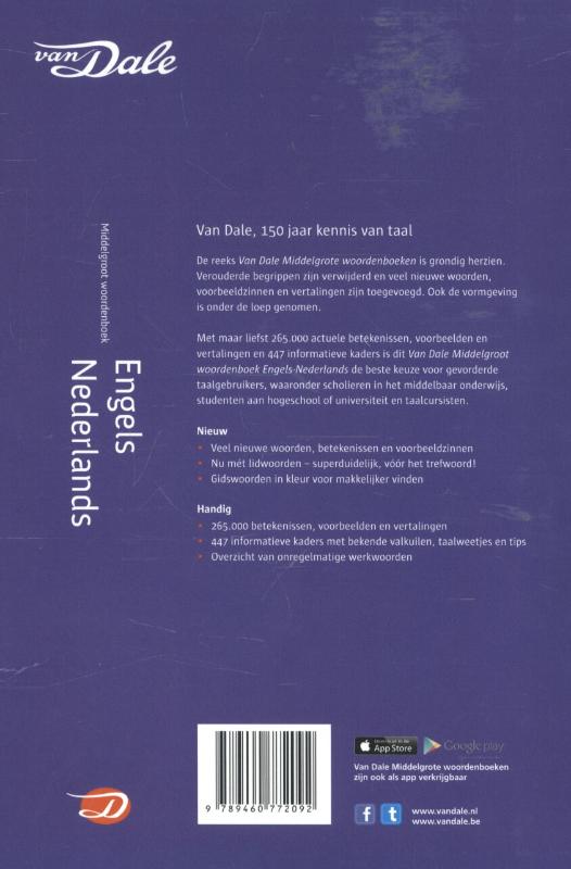 Van Dale middelgroot woordenboek Engels-Nederlands / Van Dale middelgroot woordenboek achterkant