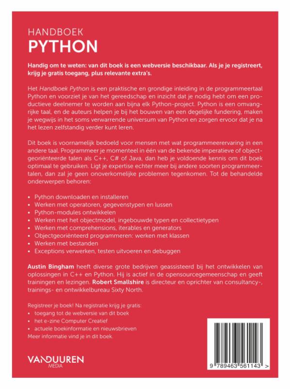 Handboek Python / Handboek achterkant