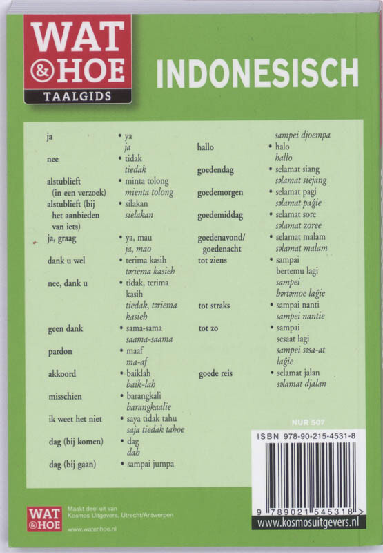 Wat & Hoe taalgids - Indonesisch achterkant