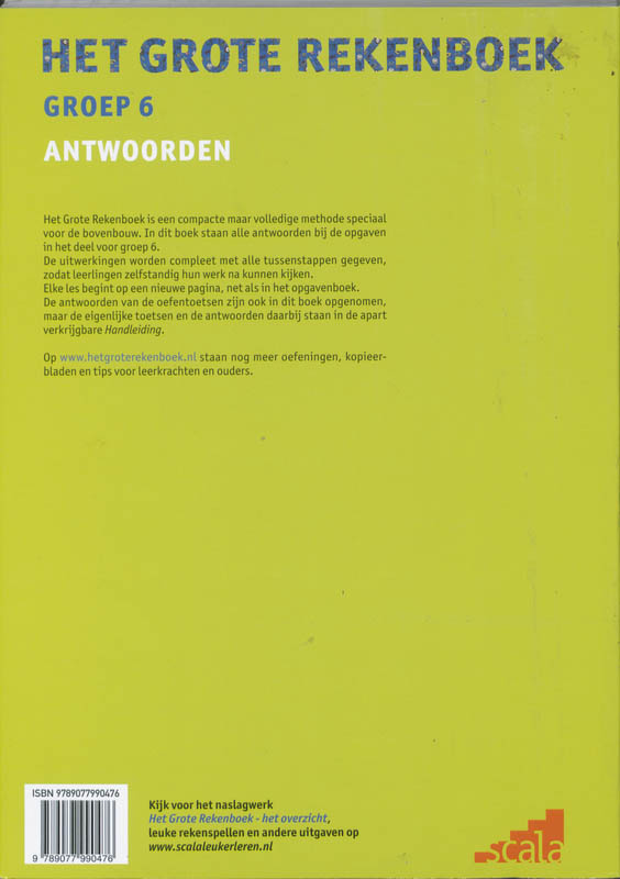 Het Grote Rekenboek Groep 6 Antwoorden achterkant