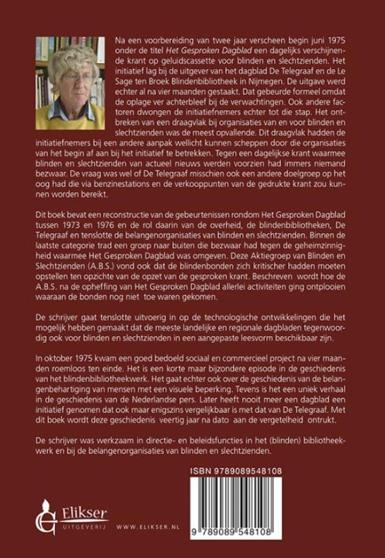 Het gesproken dagblad voor blinden en slechtzienden achterkant