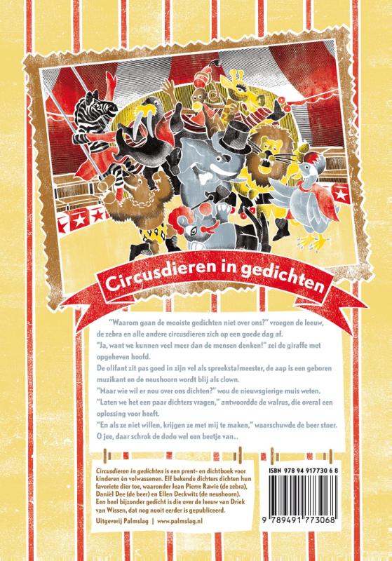 Circusdieren in gedichten achterkant