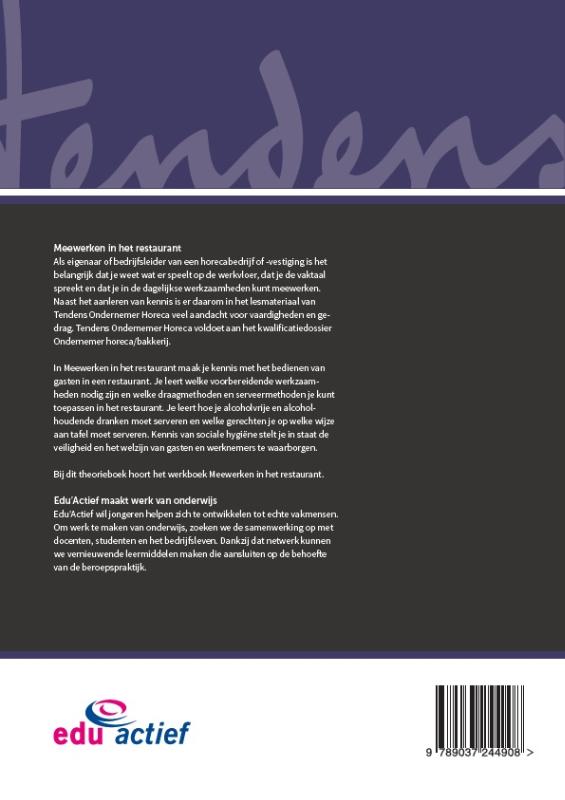 Meewerken in het restaurant / Theorieboek / Tendens Ondernemer Horeca achterkant