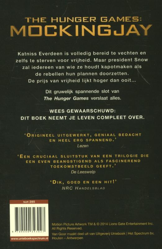 Mockingjay / De Hongerspelen / 3 achterkant