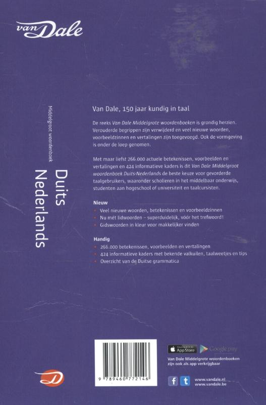 Van Dale middelgroot woordenboek  -   Van Dale middelgroot woordenboek Duits-Nederlands achterkant