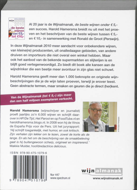 Wijnalmanak De Beste Wijnen Tussen 5 Euro En 10 Euro / 2010 Wijnalmanak De Beste Wijnen Tussen 5 Euro En 10 Euro / 2010 achterkant